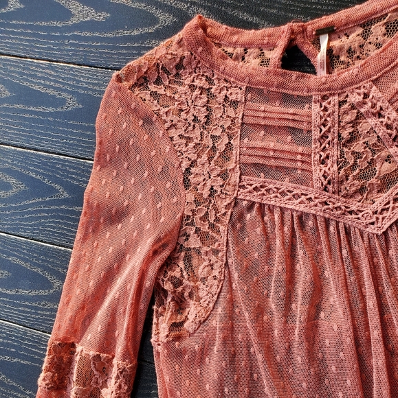 🥂🍾Host Pick🍾🥂 Free People Papaya Sheer Blouse - Picture 5 of 9